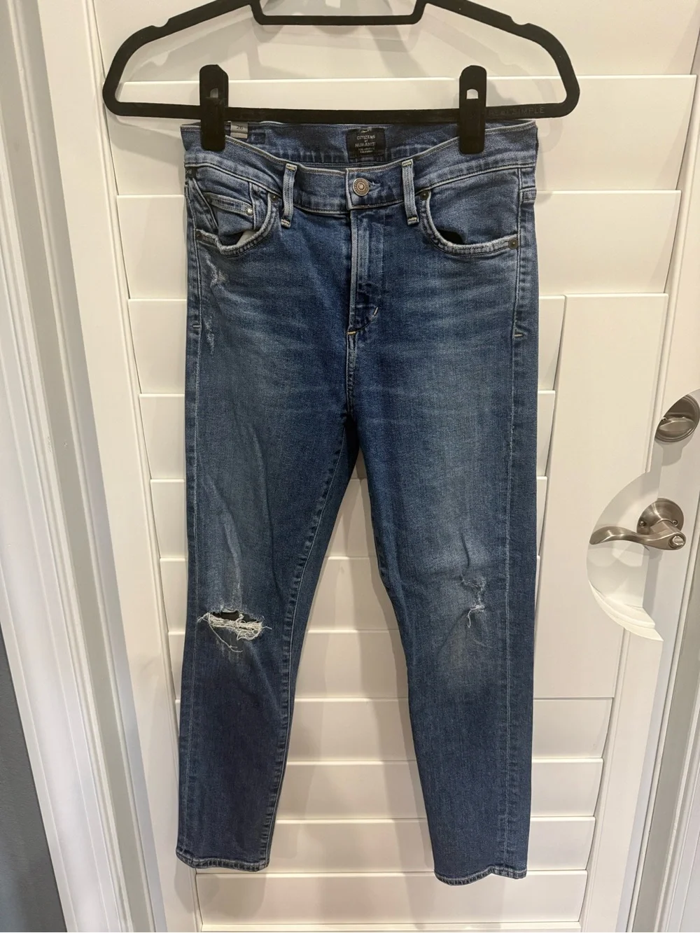 Citizens Of Humanity Medium Blue Cropped Distressed Skinny Jeans